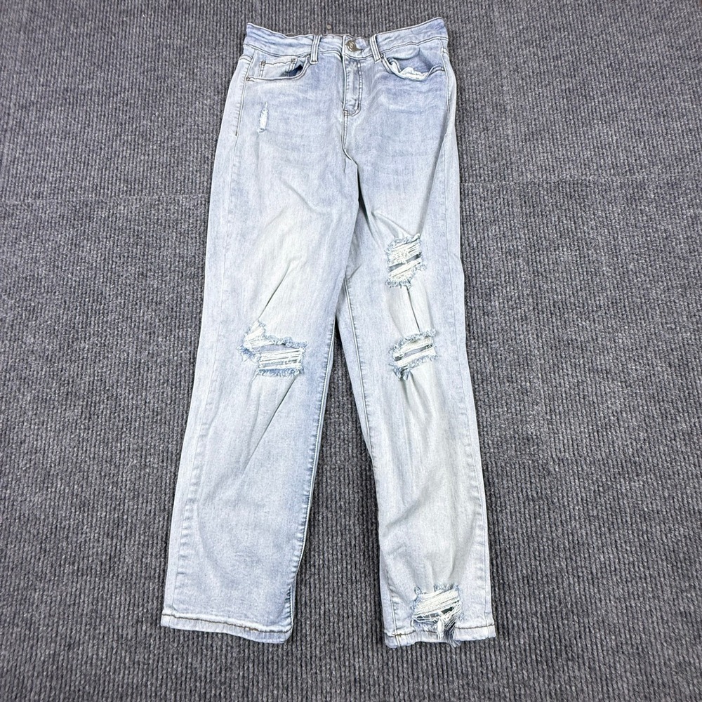 Rhodanthe Light Wash Distressed High Waisted Mom Jeans Women Size 12 Distressed